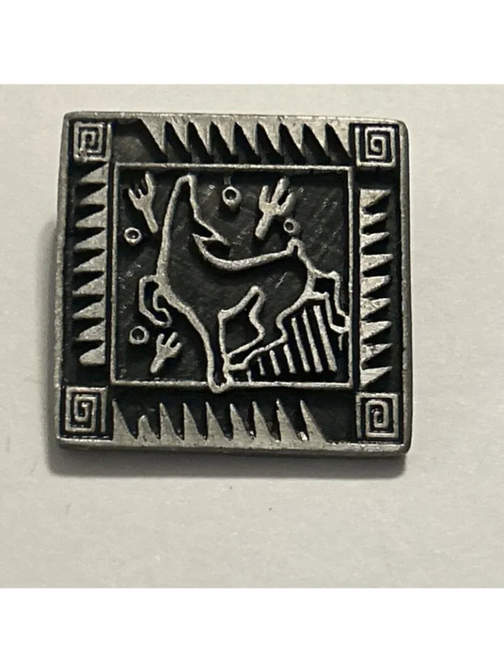 Coyote Wolf Square Heiroglyphic Pewter Bolo Tie Collectible Southwestern Arizona